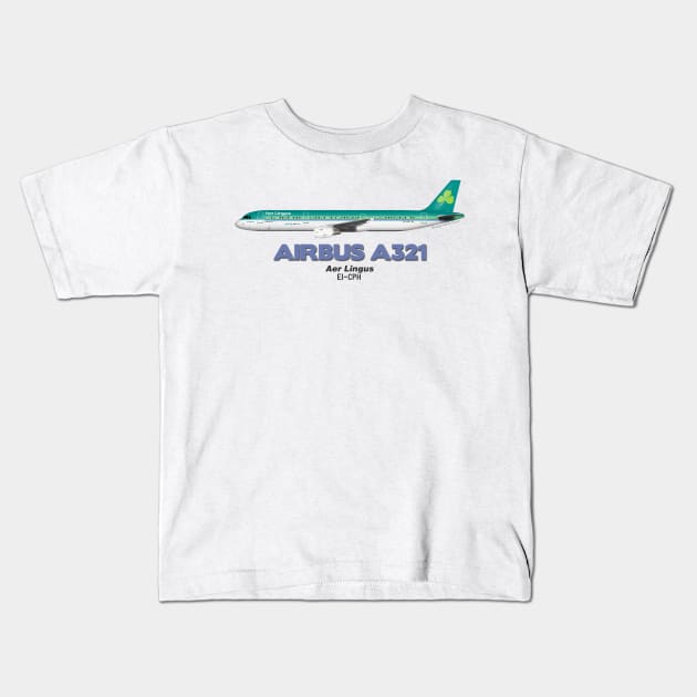 Airbus A321 - Aer Lingus Kids T-Shirt by TheArtofFlying